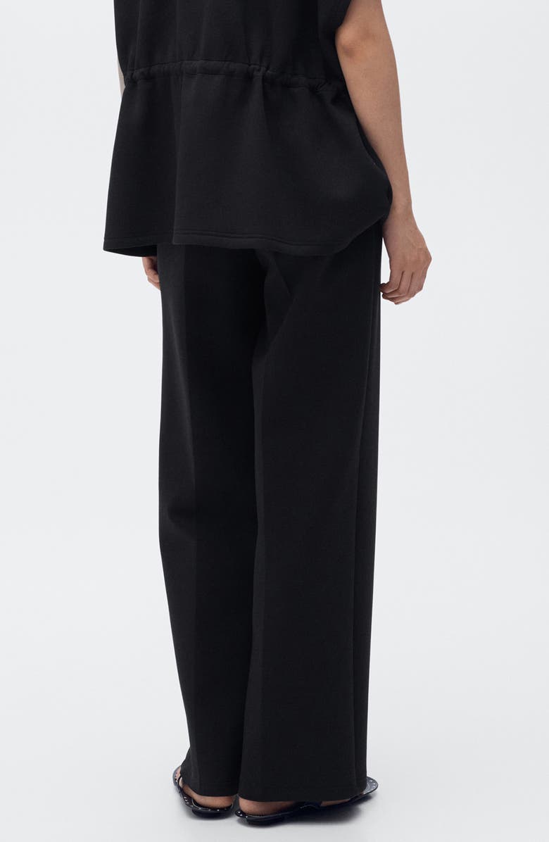 MANGO Cotton Blend Straight Leg Pants, Alternate, color, Black