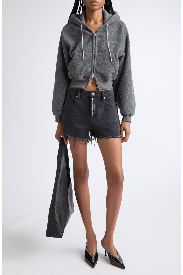 Relaxed Hotfix Logo Denim Shorts, Alternate, color, FADED BLACK