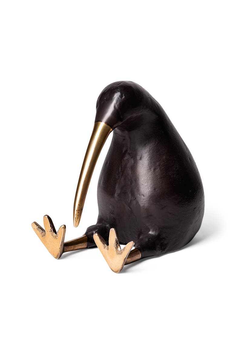 Kiwi Cast Aluminum Bird Sculpture, Main, color, Black