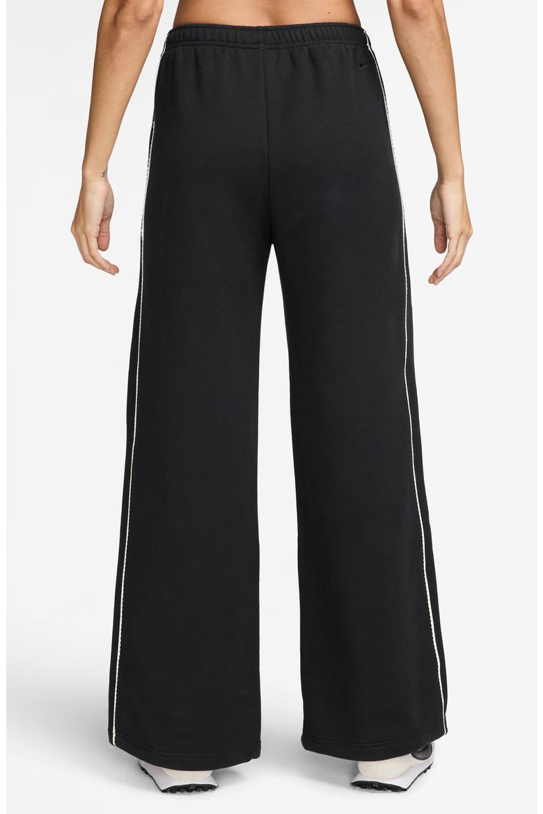 Sportswear Studio Mid Rise Scallop Wide Leg Fleece Pants, Alternate, color, BLACK/ BLACK