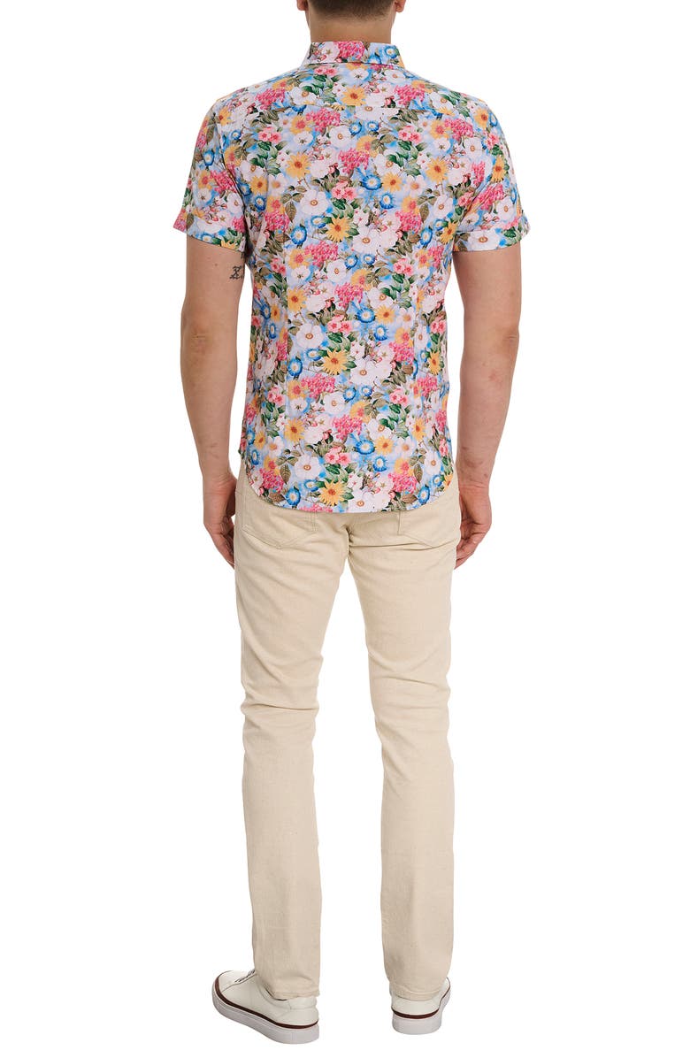 Robert Graham Taton Floral Short Sleeve Button-Up Shirt, Alternate, color, 