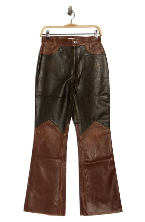 Colorblocked Leather Pants