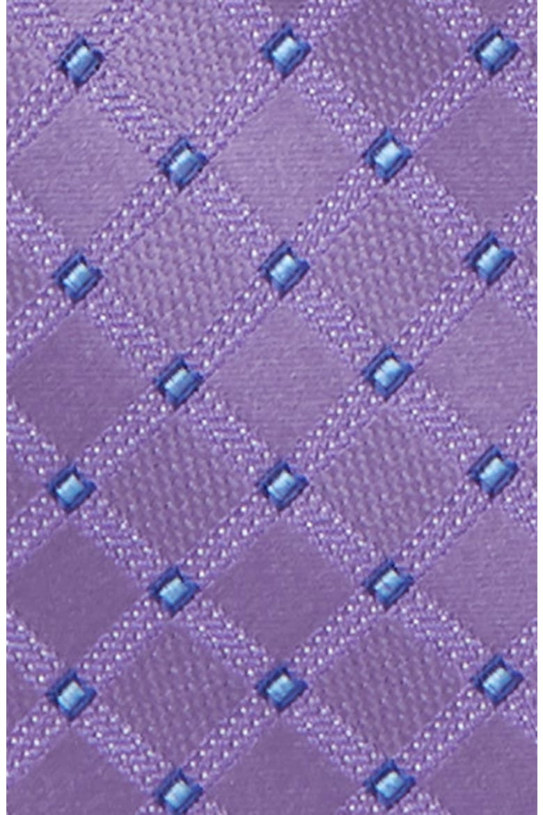 Benton Check Silk Zipper Tie, Alternate, color, PURPLE