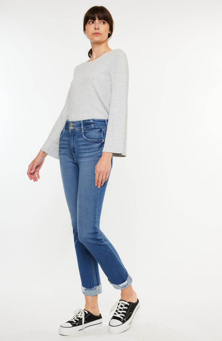 KanCan Esme Essentials High Rise Slim Straight Leg Jeans, Alternate, color, Medium Wash