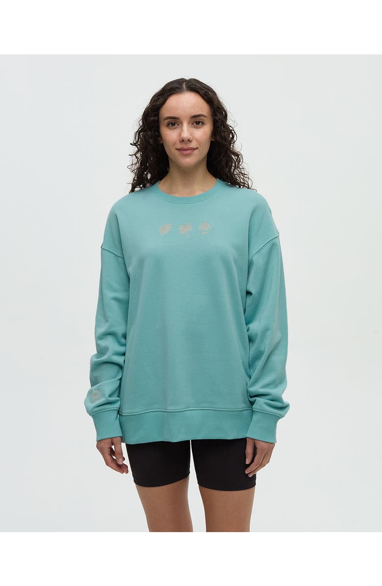 tentree Haiti Embroidery Relaxed Crew, Main, color, Turquoise Sky/White