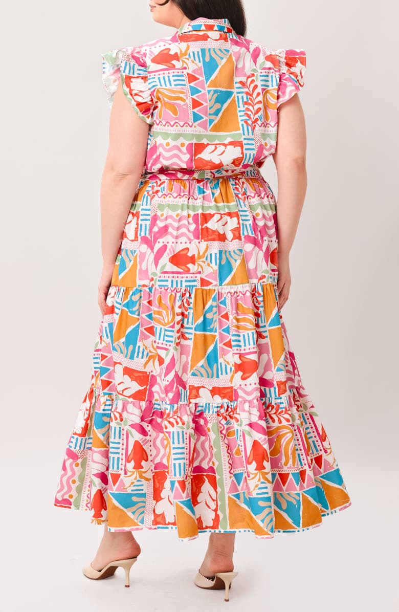 FLYING TOMATO Printed Maxi Shirtdress, Alternate, color, Multi Print