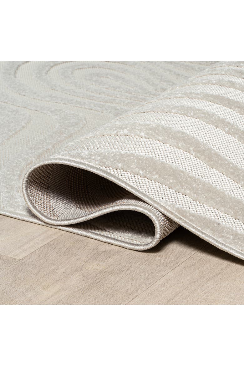 Maribo High-Low Abstract Groovy Striped Indoor/Outdoor Area Rug, Alternate, color, Cream/Ivory