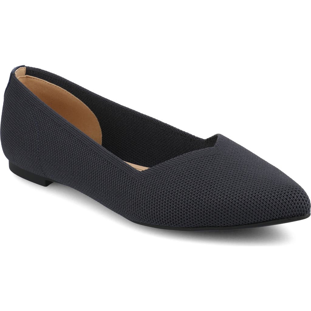 Journee Collection Minnah Knit Almond Toe Flat In Navy