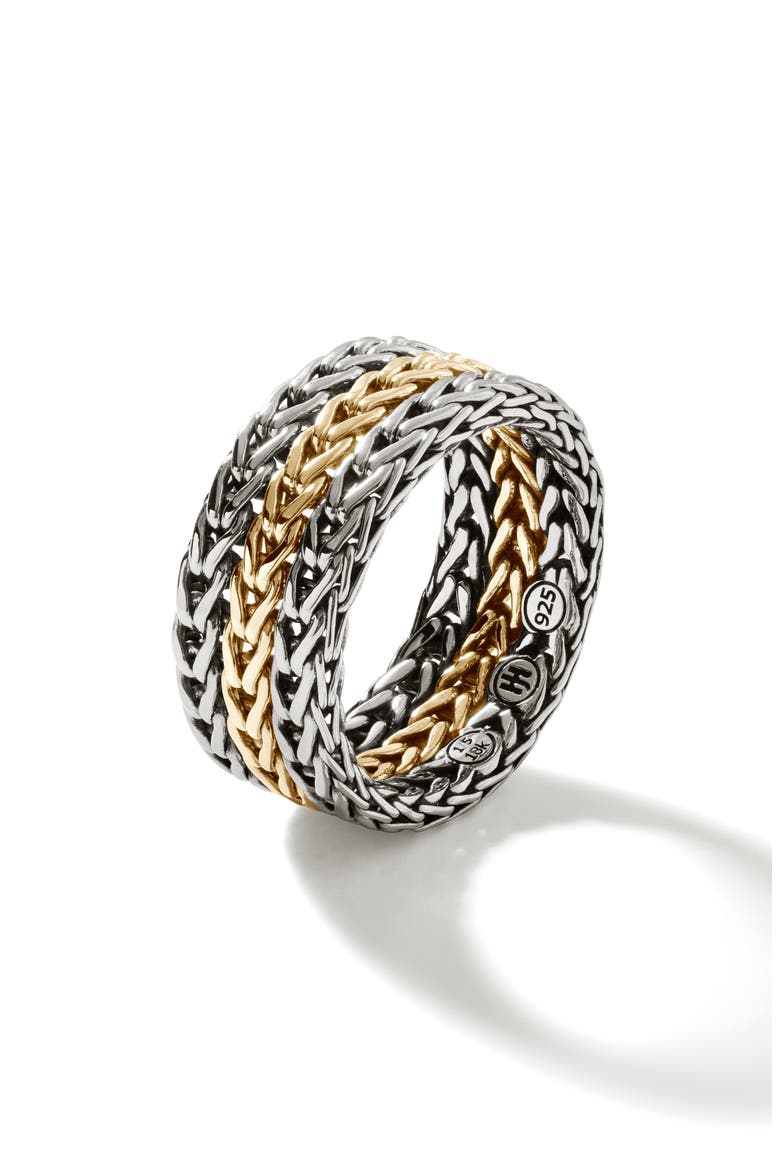 Rata Chain Ring, Wide, 9mm, Alternate, color, SILVER/ GOLD