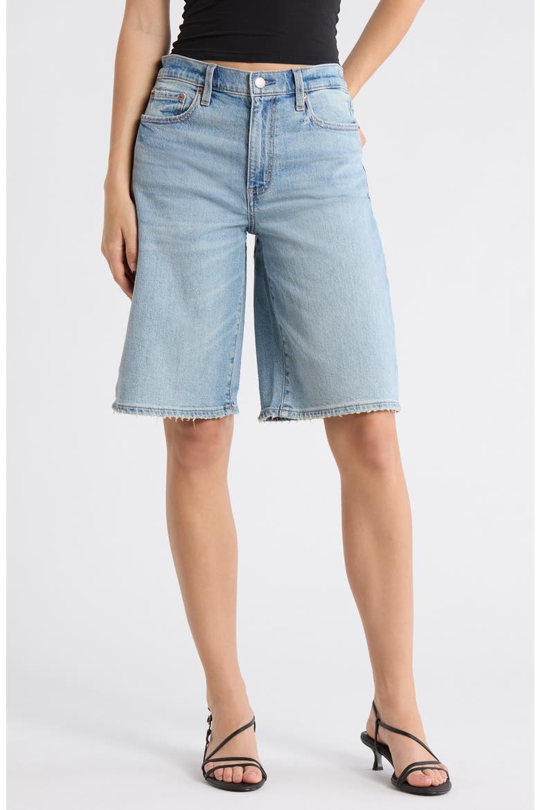Cruiser Distressed Denim Bermuda Shorts, Main, color, FOOLS GOLD