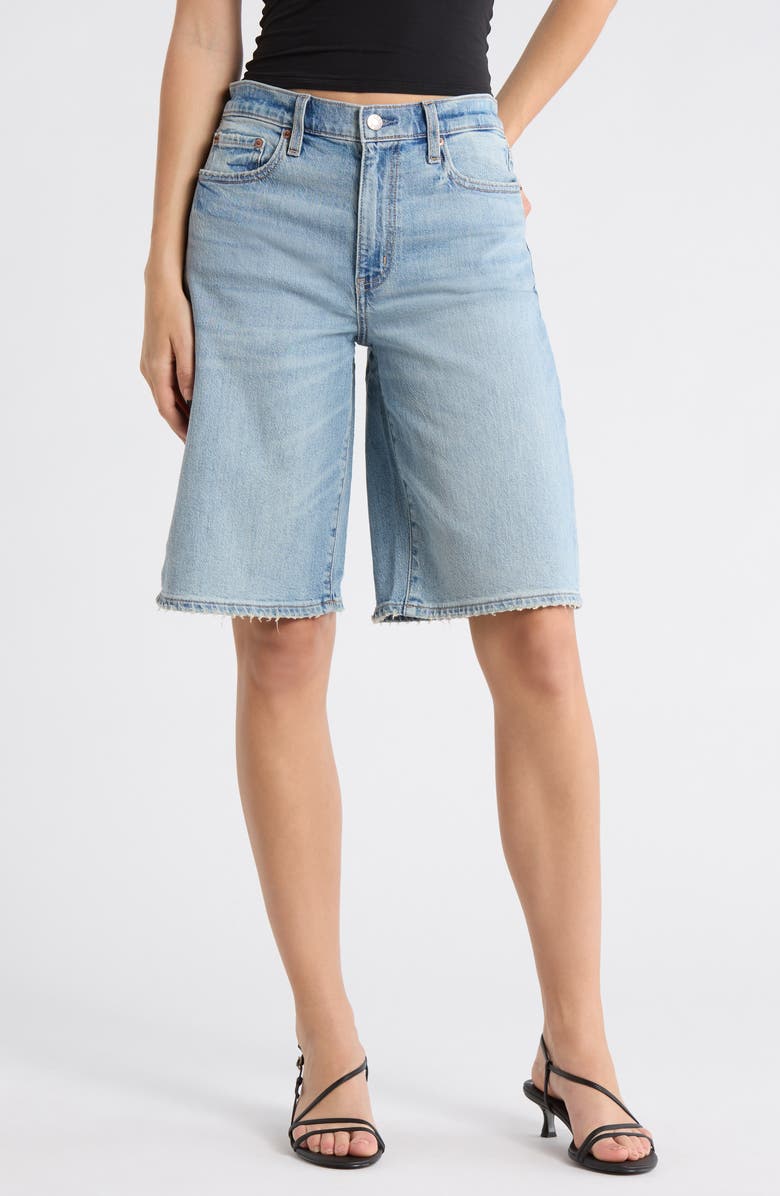DAZE Cruiser Distressed Denim Bermuda Shorts, Main, color, Fools Gold