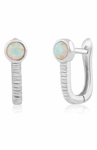 Imitation Opal U-Shaped Hoop Earrings