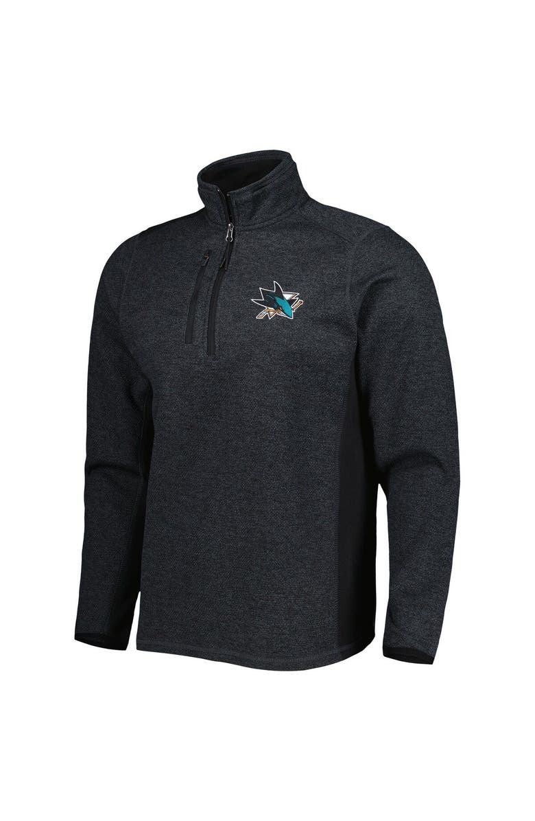 ANTIGUA Men's Antigua Heathered Black San Jose Sharks Course Quarter-Zip Jacket, Alternate, color, 