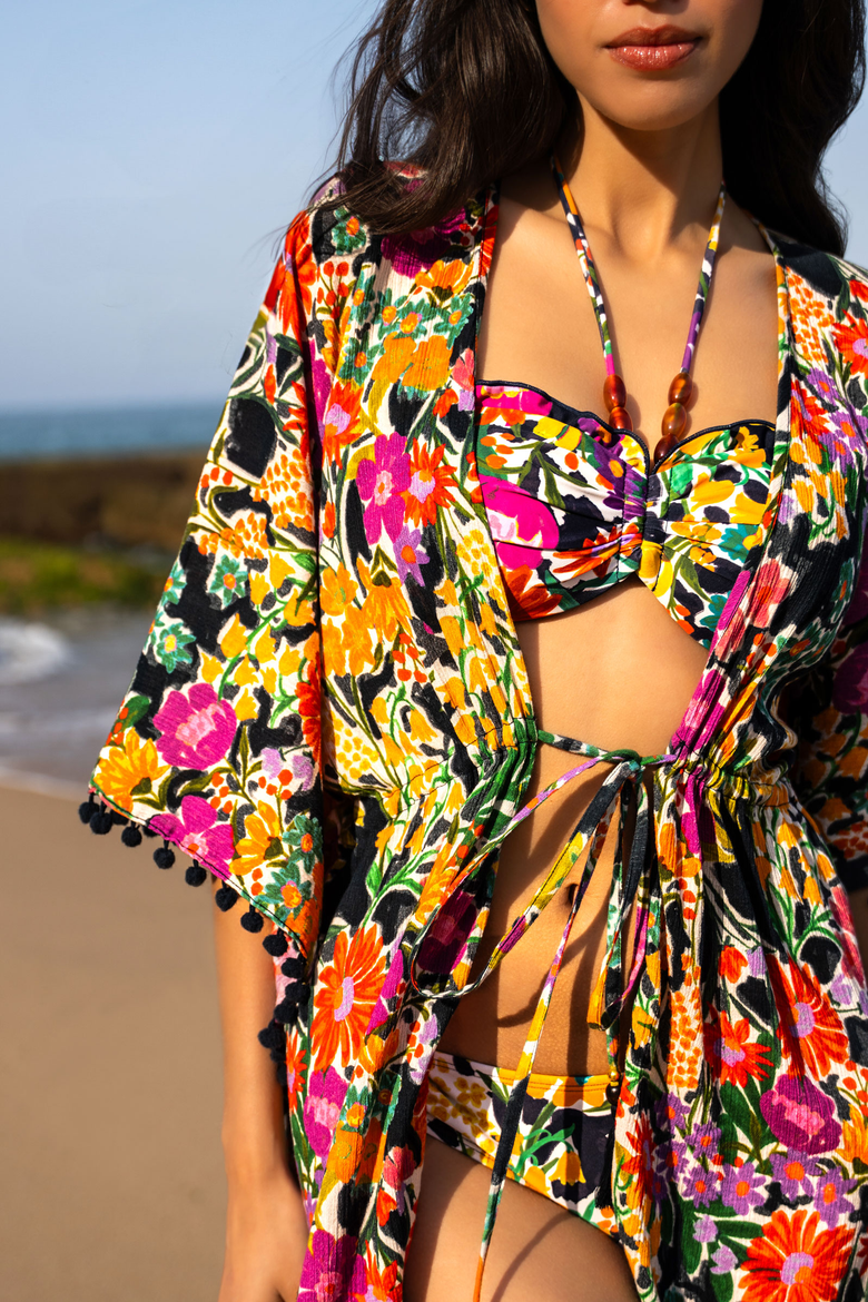 Audrey Short Drawstring Caftan Cover-Up, Alternate, color, Gardenia
