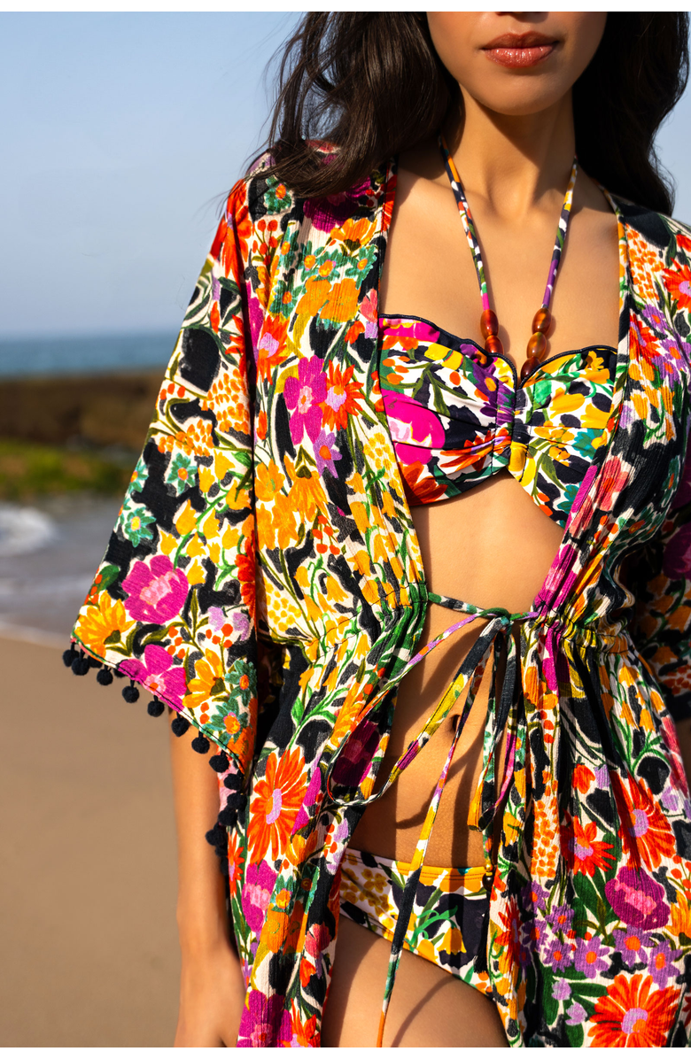 Change of Scenery Audrey Short Drawstring Caftan Cover-Up, Alternate, color, Gardenia