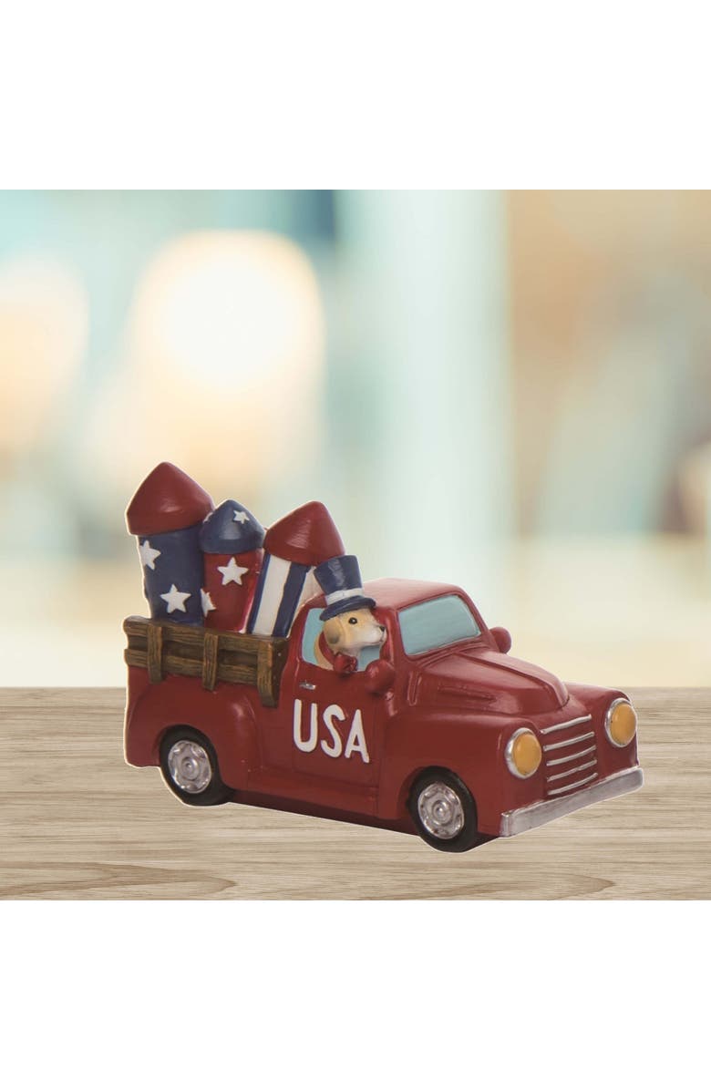 Transpac 6.25 Inch Red Patriotic Americana Vehicle Figurine for July 4th Decorative Home Decor, Alternate, color, Red