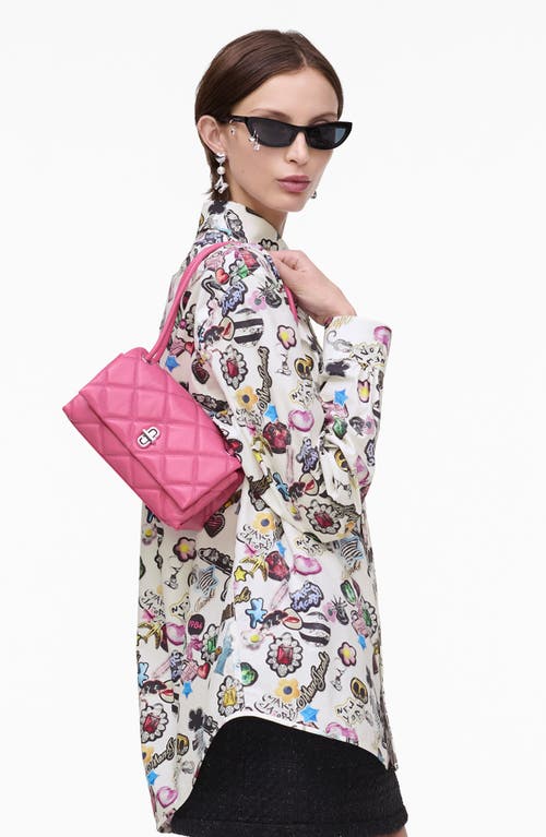 Marc Jacobs The Mini Dual Chain Diamond Quilted Convertible Leather Shoulder Bag In Bow Pink