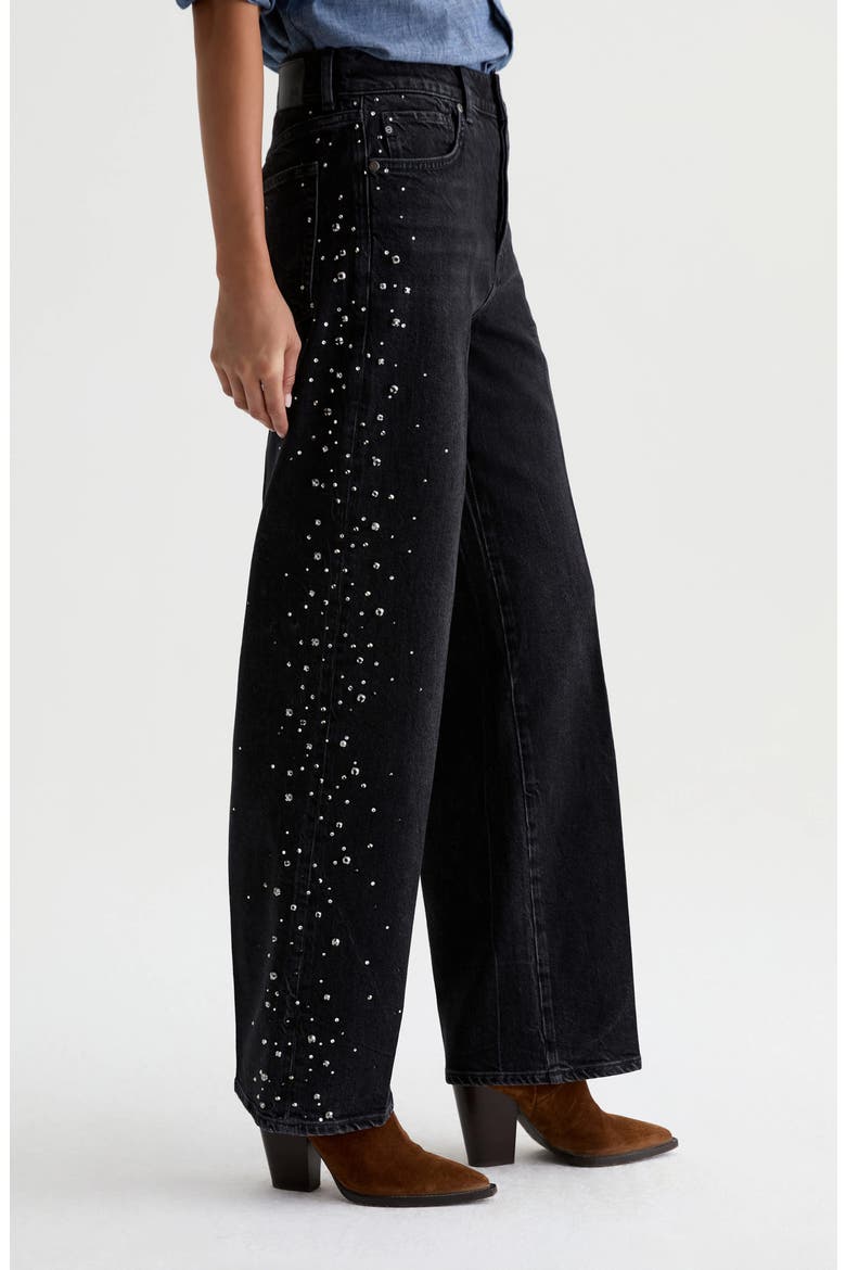 Billie Embellished Straight Leg Jeans, Alternate, color, BLACK TIE