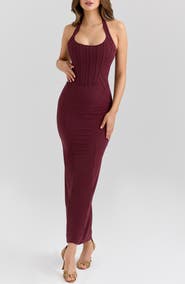 HOUSE OF CB Lusilla Halter Powermesh Body-Con Cocktail Dress