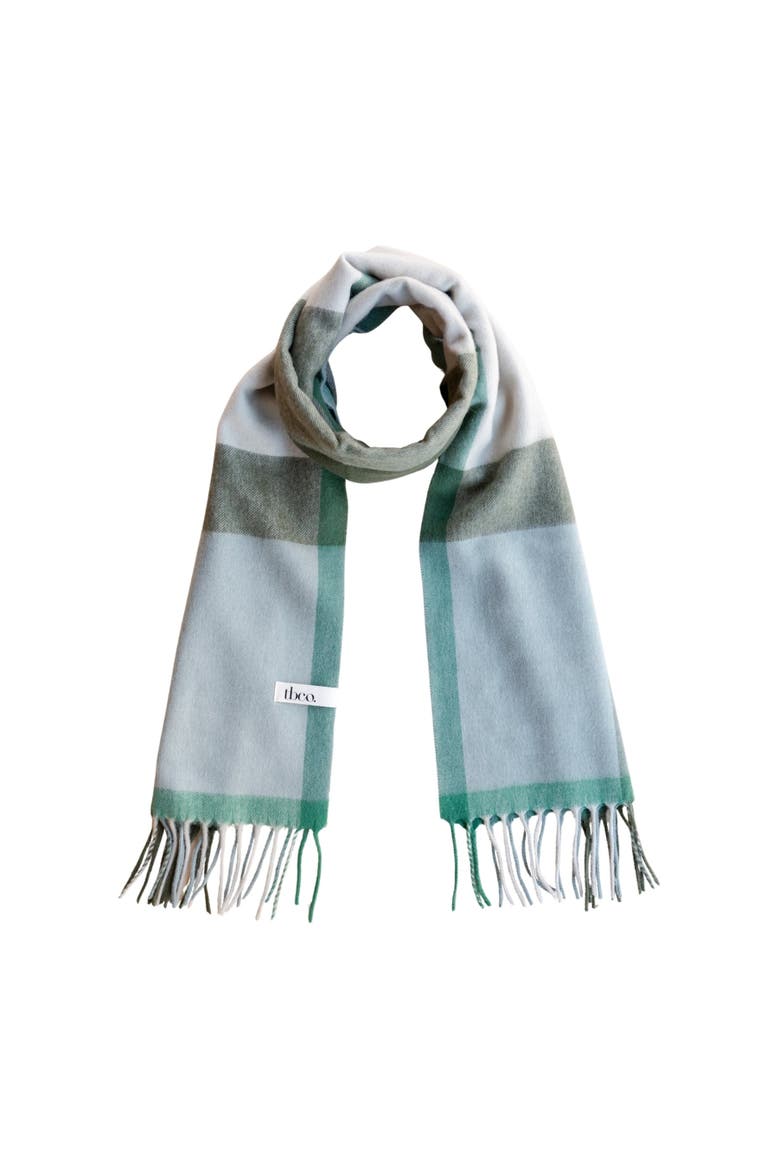 Lambswool Geomteric Pattern Oversized Scarf, Main, color, Green Block Check
