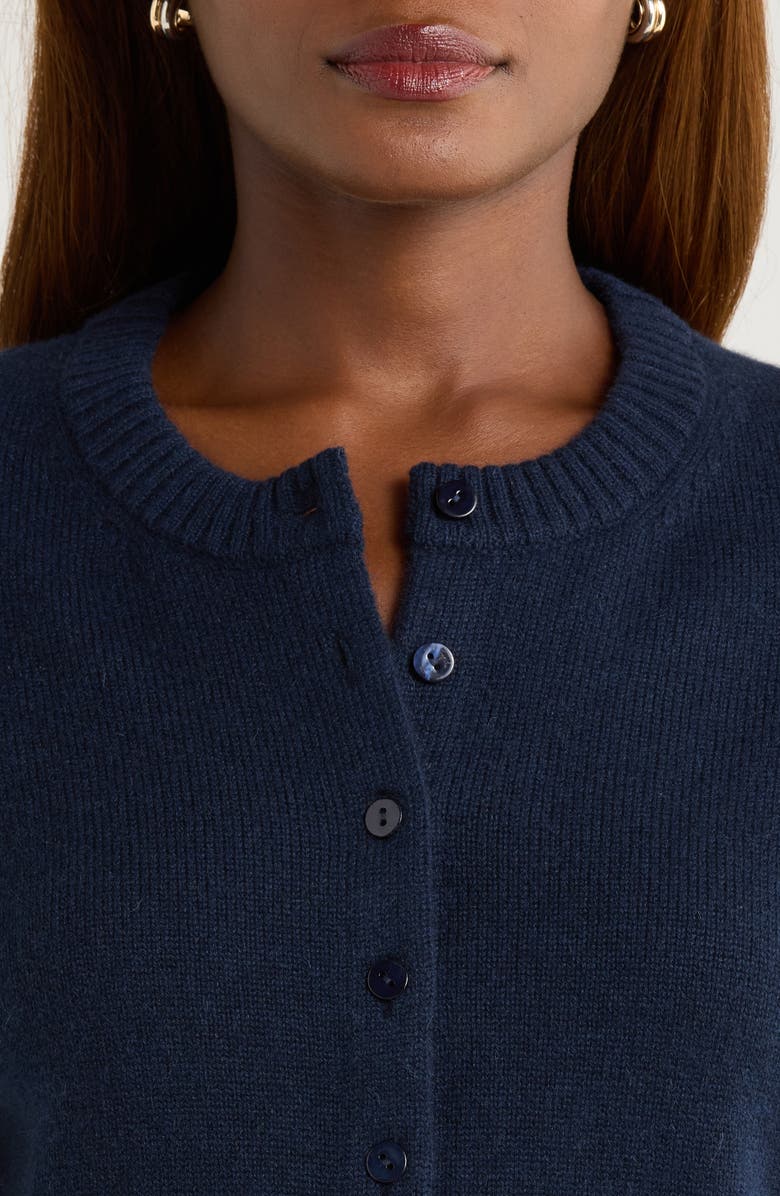 Reformation Cashmere & Wool Crop Cardigan, Alternate, color, Navy