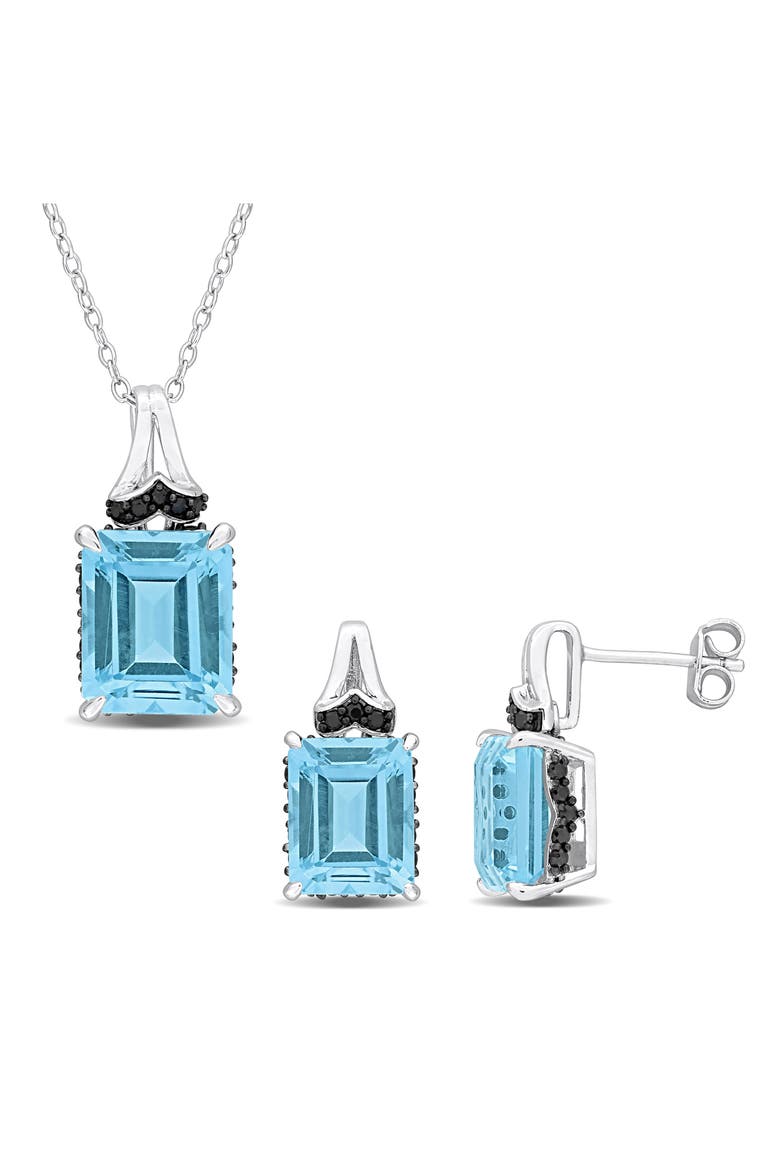 Sky Blue Topaz Necklace & Stud Earrings Set, Main, color, BLUE