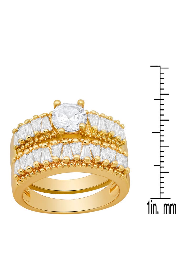 Simulated Diamond Engagement Ring & Wedding Band Set, Alternate, color, GOLD