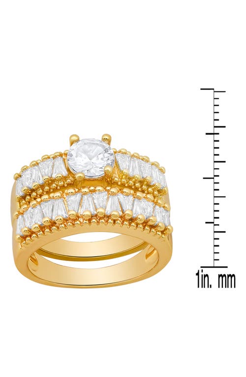 Hmy Jewelry Simulated Diamond Engagement Ring & Wedding Band Set In Gold