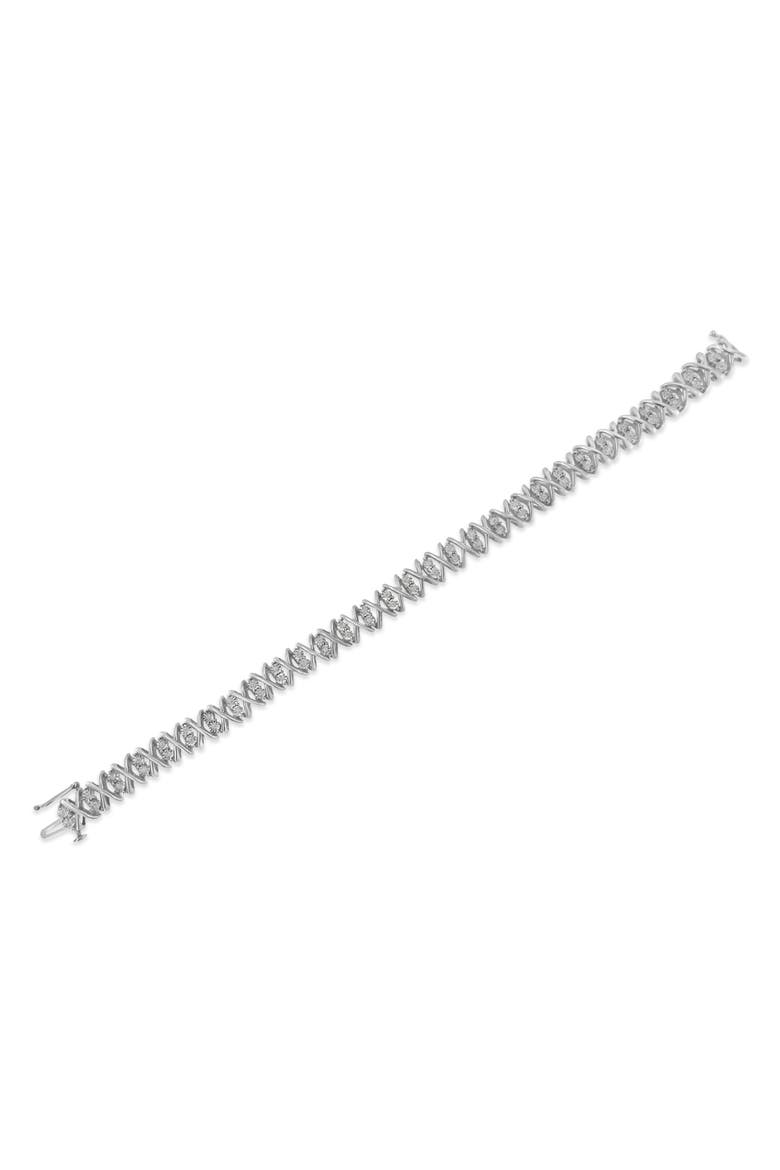 Silver rose-cut Diamond X-Link Bracelet, Alternate, color, White
