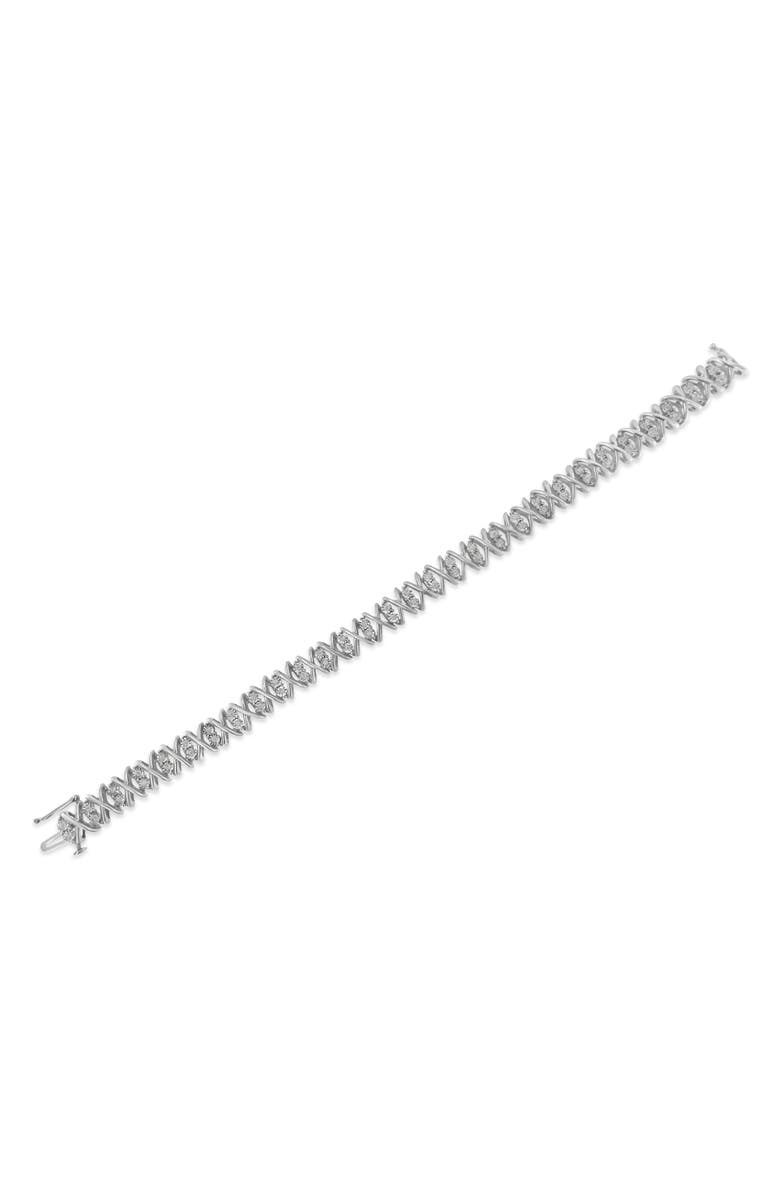 Haus of Brilliance Silver rose-cut Diamond X-Link Bracelet, Alternate, color, White