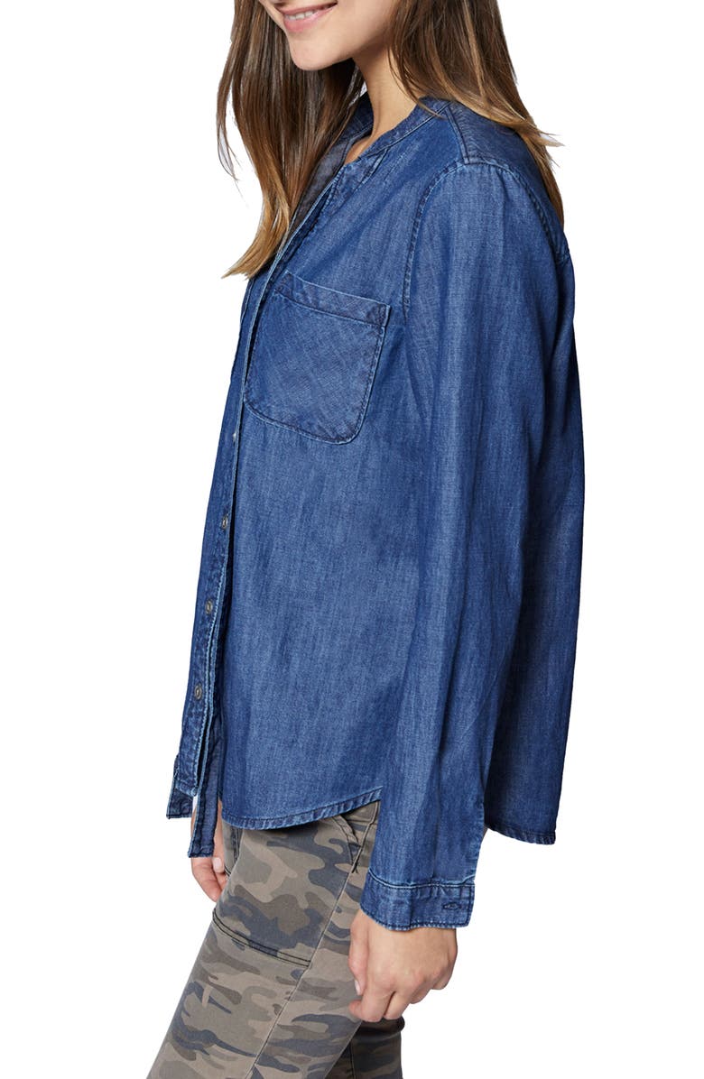 Sanctuary Tie Neck Chambray Shirt, Alternate, color, 