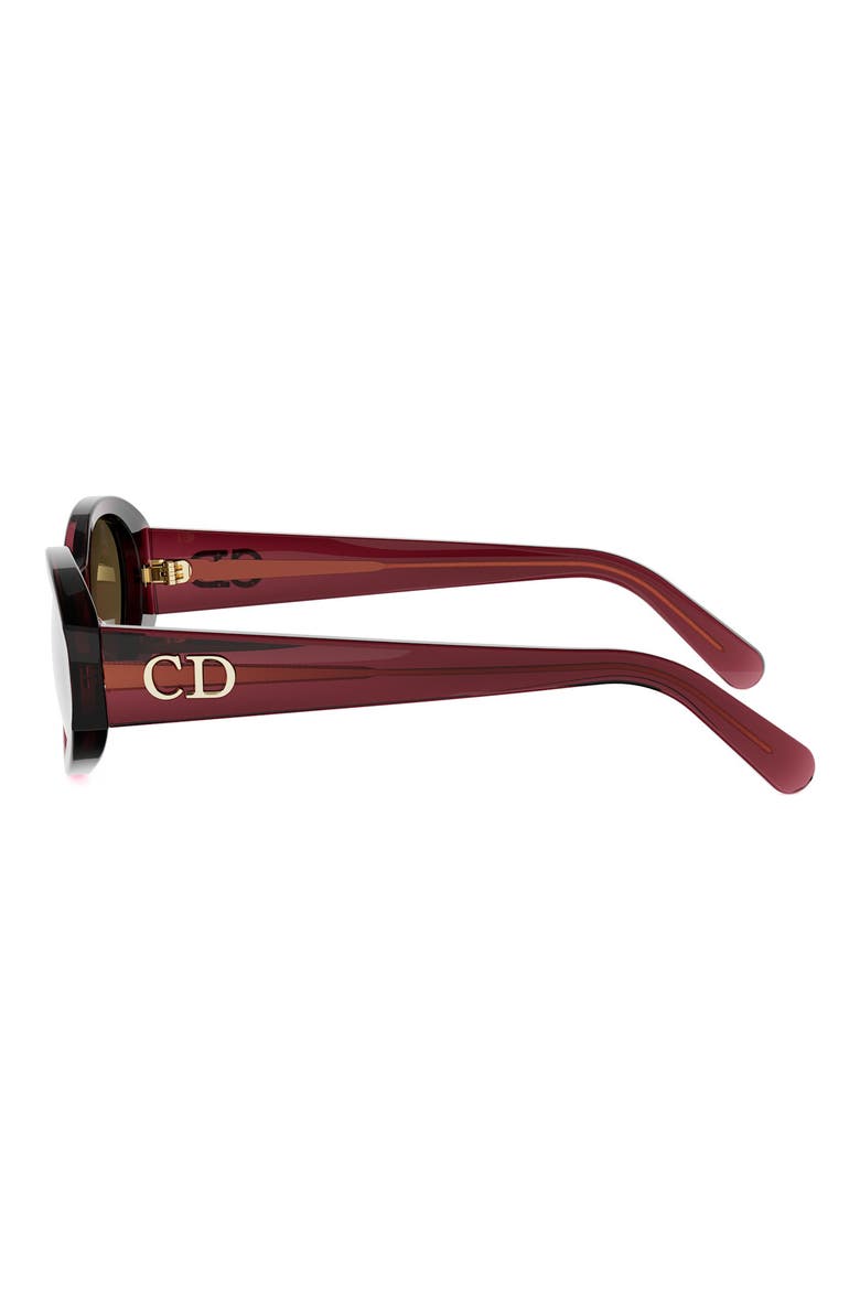 'DiorGlow B3I 51mm Oval Sunglasses, Alternate, color, SHINY BORDEAUX / BROWN