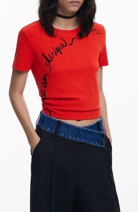 Embroidered Stretch Cotton T-Shirt