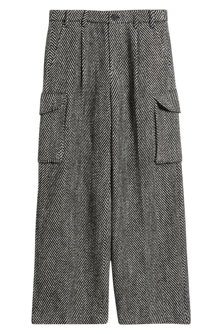 Herringbone Cargo Pants, Alternate, color, BLACK