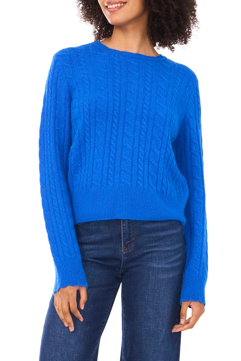 Cable Stitch Sweater, Main, color, BRIGHT BLUE