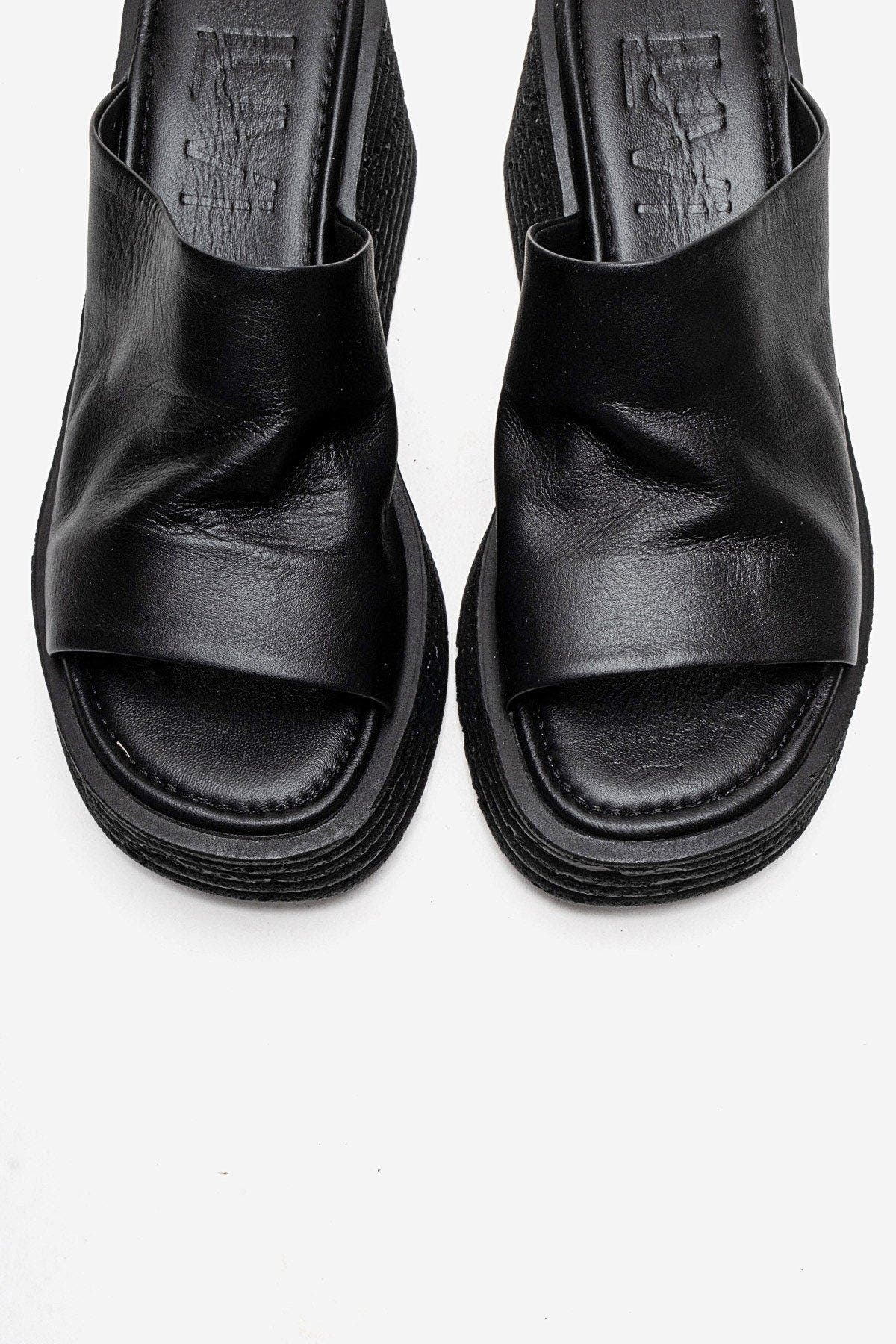 Forever & Always Shoes Marc Leather Wedge Sandal, Alternate, color, Black