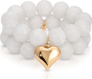 Ettika Luck & Love Stone Puffy Heart Stretch Bracelet