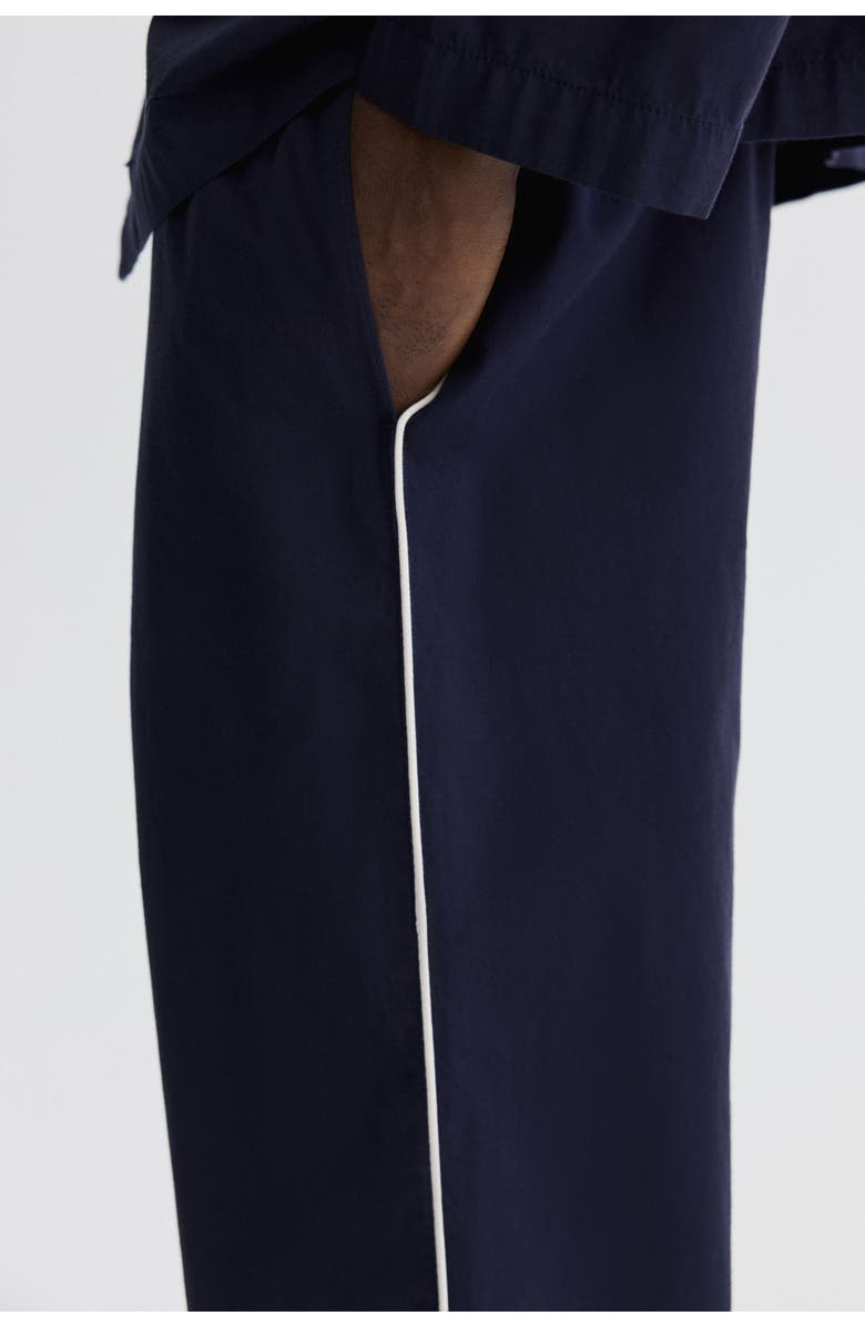 H&M Cotton Pyjama Shirt And Bottoms, Alternate, color, Navy Blue