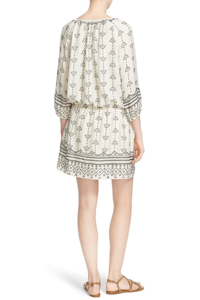 'Quixota' Embroidered Blouson Dress, Alternate, color, NATURAL CAVIAR