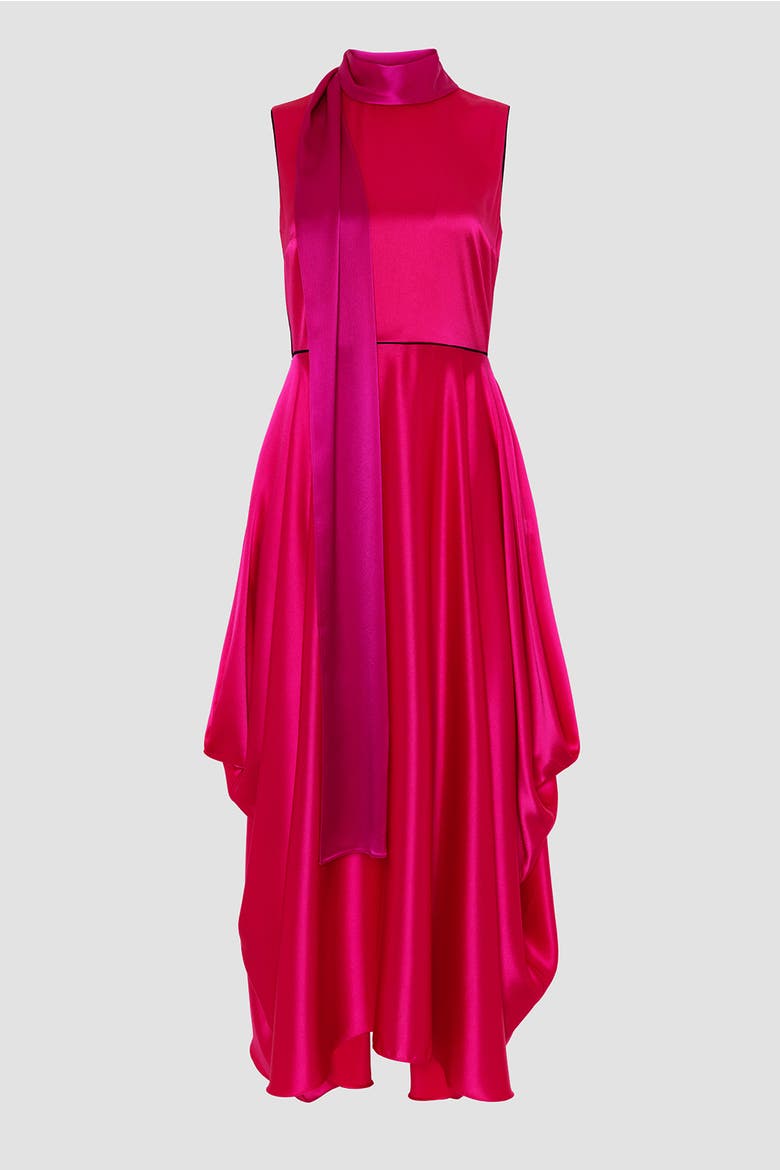 Aela Textured Satin Maxi Dress, Alternate, color, Taffy / Ultra Pink