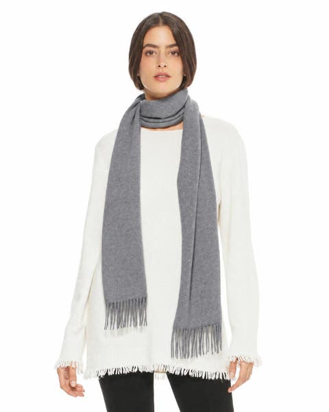 Essential Pure Cashmere Woven Scarf With Fringes