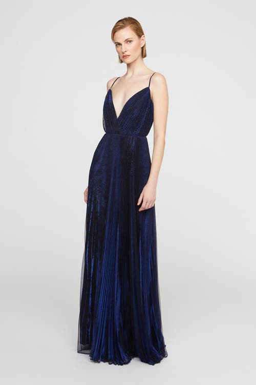 Halston Zellie Crystal Jersey Gown In Blue