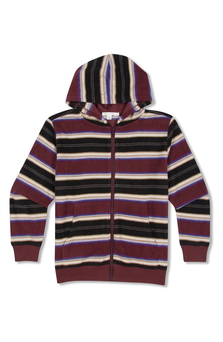 Threads 4 Thought Kids' Stripe Zip-Up Hooded Fleece Jacket, Main, color, Navy Multi
