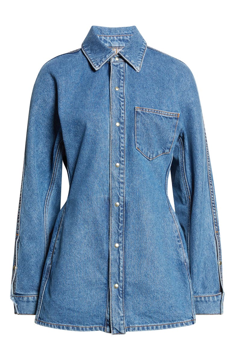 OSSOU Cinch Denim Shirt Jacket, Main, color, Horizon Wash