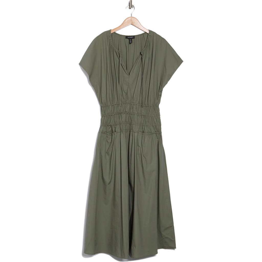 Shop Ellen Tracy Shirred Waist Fit And Flare Dress In Light Olive