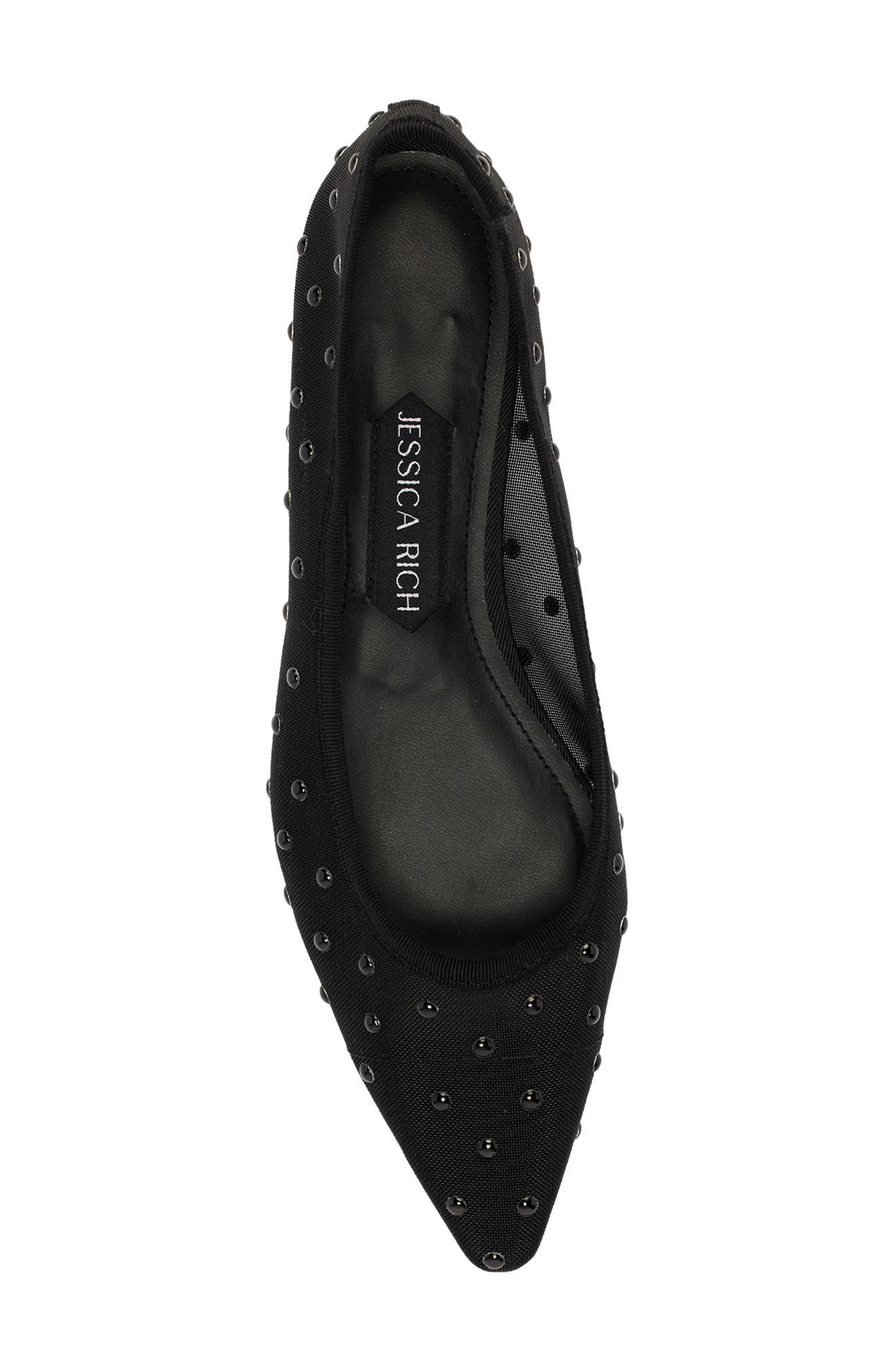 Alea Studded Pointed Toe Flat, Alternate, color, NOIR