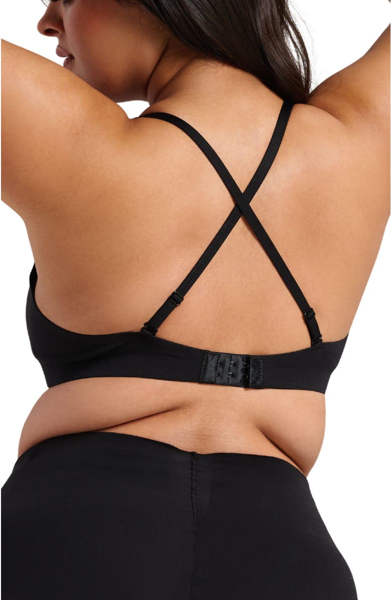 Siella Organic Cotton No-Show V-Scoop Bra, Alternate, color, Black