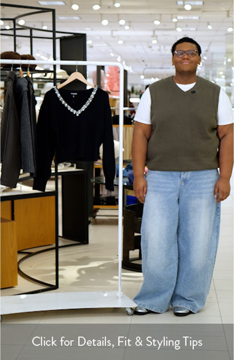 Evilyn Embellished V-Neck Crop Sweater, sales video thumbnail