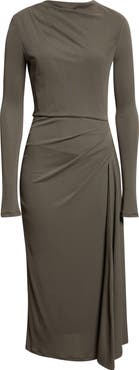 Erdem Long Sleeve Draped Midi Dress