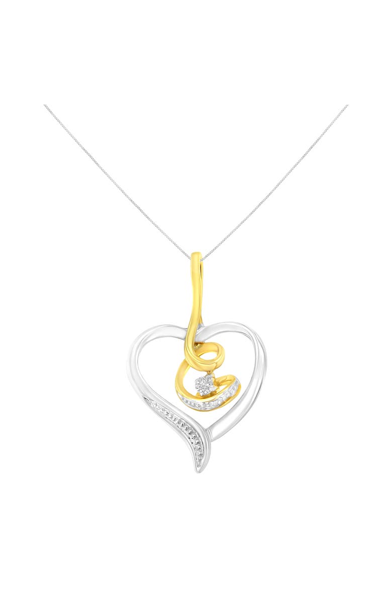Haus of Brilliance 10K Gold Diamond-Accented Diamond Swirl Open Heart 18" Pendant Necklace, Alternate, color, Yellow